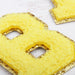 26 Letter Set of Yellow Iron On Varsity Letter Patches -Full Alphabet - Small 5.5 cm Chenille with Gold Glitter - Threadart.com