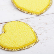 Iron On Chenille Patches - Set of 3 Hearts Chenille with Gold Glitter - Six Different Colors - Threadart.com
