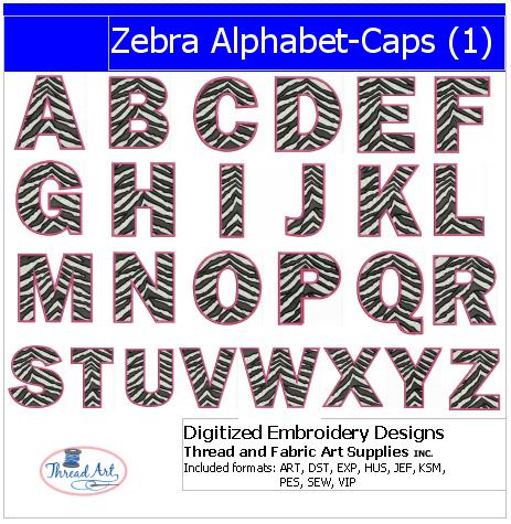 Machine Embroidery Designs - Zebra Alphabet Caps(1) - Threadart.com